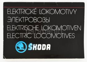 cca 1980-1990 Skoda elektrické lokomotivy / Skoda villanymozdonyok, képes ismertető mappa, 22 db képtáblával (+ áttekintőlap és táblázat), 20,5x14,5 cm