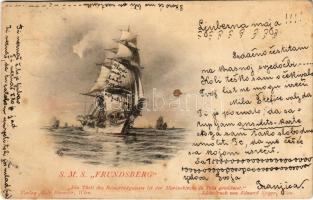 1899 (Vorläufer) K.u.k. Kriegsmarine SMS Frundsberg Korvette (Kadettenschulschiff) - Ein Theil des Reinerträgnisses ist der Marinerkirche in Pola gewidmet / SMS Frundsberg a cs. és kir. haditengerészet korvettje (gyakorlóhajó) / Austro-Hungarian Navy corvette (school ship) s: Eduard Sieger (EK)