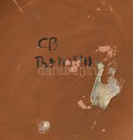 ccs 1950 Guido Baldini: Szarvasvadászat. Art deco váza, mázas kerámia, Olaszország, Rimini, jelzésse...