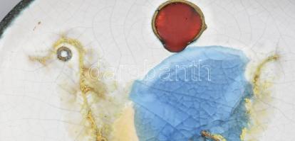 Janáky Viktor (1933-1999): Strucc. Retro dísztál, jelzéssel, hibátlan, d: 19,5 cm