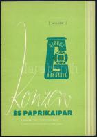 1975 Konzerv- és Paprikaipar, a Konzervipari Tröszt és a MÉTE Konzervipari Szakosztályának lapja, 1975. 2. szám. Bp., Lapkiadó Vállalat (Zrínyi-ny.), 41-80 p. Kiadói tűzött papírkötés, részben szétvált tűzéssel, egyébként jó állapotban. (Ritka)