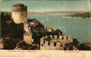 1911 Constantinople, Istanbul; Chateaux d'Europe (Bosphore). A. Zellich Fils / Rumeli Fortress + "CONSTANTINOPEL 1 i 22.VI.11 ÖSTERR. POST" (fl)