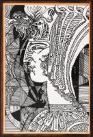 Hollóházi Szász Endre által tervezett porcelán kép, 17,5x11,5 cm, keretben, 39x34 cm