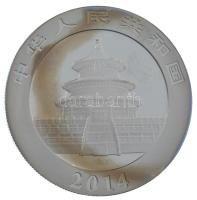 Kína 2014. 1Y Ag "Panda" ruténiummal és részben arannyal színezett, dísztokban, tanúsítván...