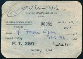 1971 Arcképes egyiptomi sportigazolvány magyar személy részére