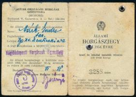 1954 Arcképes éves horgászjegy tanulók részére