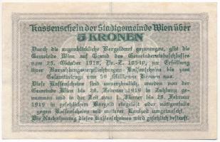 Ausztria / Bécs 1918. 5K helyi bankjegy "39 045.244" sorszámmal T:F apró szakadás, egyébké...