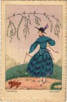 Ihr Liebling / Lady with dog. Art Nouveau, Wenau-Brabant No. 1511. s: Mela Koehler (kis szakadás / small tear)