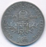 Ausztria 1908. 1K Ag "Ferenc József - Jubileum" T:XF patina Austria 1908. 1 Corona Ag &quo...