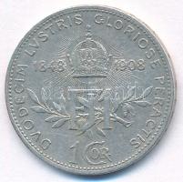 Ausztria 1908. 1K Ag "Ferenc József - Jubileum" T:VF patina Austria 1908. 1 Corona Ag &quo...