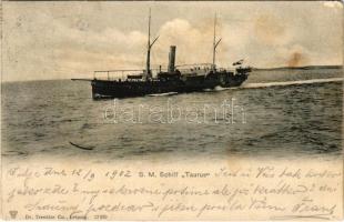 1902 K.u.K. Kriegsmarine S.M. Schiff Taurus Stationsschiff / SMS TAURUS (később Marechiaro) cs. és kir. haditengerészeti állomáshajó / SMS Taurus Austro-Hungarian Navy station ship (felszíni sérülés / surface damage)