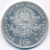 Ausztria 1908. 1K Ag "Ferenc József - Jubileum" T:AU apró ph. Austria 1908. 1 Corona Ag &q...