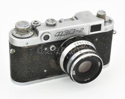 FED-2 fényképezőgép, eredeti tokjában, FED 1:3,5 f=50 mm objektívvel,