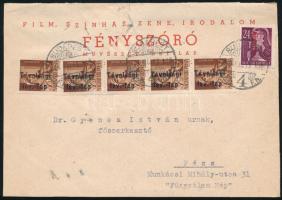 1946 (15. díjszabás) Távolsági levél 6 db bélyeggel (sérült / damaged)