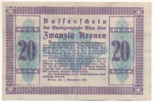 Ausztria / Bécs 1918. 20K helyi bankjegy "02 06,955" sorszámmal T:F  Austria / Wien 1918. 20 Kronen local banknote with "02 06,955" serial number C:F