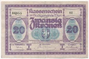 Ausztria / Bécs 1918. 20K helyi bankjegy "02 06,955" sorszámmal T:F 
Austria / Wien 1918....