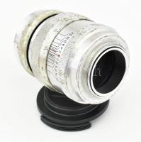 Régi orosz Jupiter 9 1/2 F=8,5 fényképezőgép objektív, bakelit tartóban