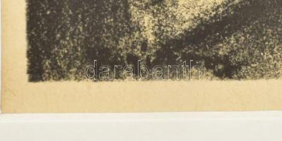 Ruzicskay György (1896-1993): Ölelés. Algráfia, papír, jelzett az algrafián, paszpartuban, 25×18,5 c...