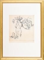 Artner Margit (1954-): Erotikus jelenet (cím nélkül). Rézkarc, papír, jelzett, 20x19 cm. Üvegezett f...
