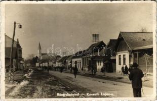 1941 Bánffyhunyad, Huedin; Kossuth Lajos utca, üzletek / street view, shops (fl)