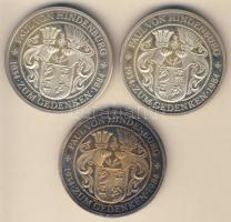 NSZK 1984. "Paul von Hindenburg" Ag emlékérem-sorozat, benne 3klf érem, 3x 34,61g T:PP Ere...