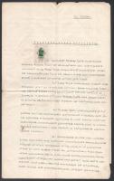 1939 Kispest, örökbefogadási szerződés, 1 pengő okmánybélyeggel, szakadással