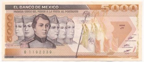 Mexikó 1987. 5000P T:AU tűzőgép ly. Mexico 1987. 5000 Pesos C:AU stapler holes Krause P#88