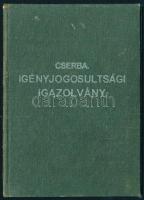 1936 Bp., Csendőrlegénységi ellátásban részesülők betegsegélyező alapja igényjogosultsági igazolvány...