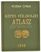 Kozma Gyula: Képes földrajzi atlasz. [Bp.], 1906, s. n. Későbbi vászonkötésben, címlapja hiányzik, kissé megviselt, erősen restaurált lapokkal.