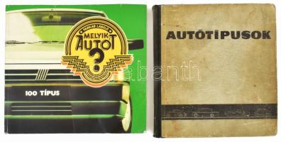Liener György: Autótípusok 1961. Bp., 1961, Műszaki. Fekete-fehér fotókkal illusztrált. Kiadói félvászon kötés, kopott, foltos borítóval. +  Farkas László: Melyik autót? 100 típus. Bp., 1989., Novotrade. Kiadói papírkötés, foltos.