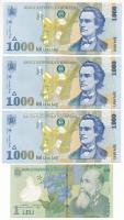 Románia 1998. 1000L (3x) + 2005. 1L T:UNC,AU Romania 1998. 1000 Lei (3x) + 2005. 1 Leu C:UNC,AU