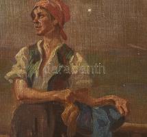 Viski János (1891-1987): Női portré. Olaj, vászon, jelzett. Apró felületi sérüléssel. Dekoratív, sér...