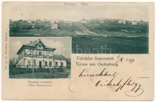 1899 (Vorläufer) Sopron, Oedenburg; Városliget és vendéglő / Villen Restauration. L. Kummert No. 95.