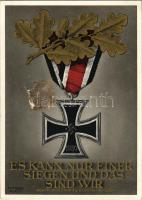 &quot;Es kann nur einer siegen und das sind wir&quot; Adolf Hitler am 8. November 1939 / WWII NSDAP German Nazi Party propaganda postcard, Iron Cross, swastika. 6+19 Ga. s: Gottfried Klein (EK)