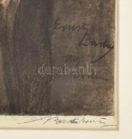 Barta Ernő (1878-1956): Beethoven, 1909. Szén, papír, jelzett, lap alján apró felületi sérüléssel, p...