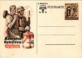 Kämpfen Arbeiten Opfern. Winterhilfswerk 2. Kriegs WHW / &quot;Fight, work, sacrifice&quot; NSDAP German Nazi Party working class, labor propaganda, swastika; 6+4 Ga. s: Atel. Albrecht (EK)