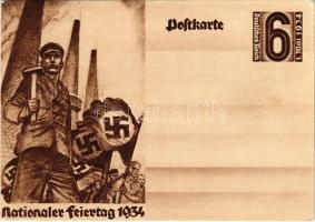 1934 Nationaler Feiertag 1. Mai / NSDAP German Nazi Party working class propaganda, swastika + 6 Ga. (EK)