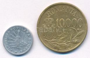 Románia 1947. 10.000L Ni-sárgaréz "I. Mihály" + 1951. 1L Al T:XF
Romania 1947. 10.000 Lei...