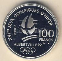 Franciaország 1990. 100Fr Ag "Téli olimpia-bobozás" T:exPP