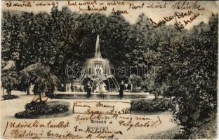 1906 Brassó, Kronstadt, Brasov; Rezső park, szökőkút. M. T. és F. I. Koch Willy kiadása / park, fountain (vágott / cut)