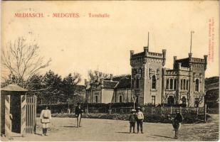 1912 Medgyes, Mediasch, Medias; Turnhalle / Tornaterem. Fritz Guggenberger kiadása / gym hall (EK)