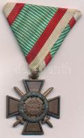 1943. &quot;Tűzkereszt II. fokozata&quot; oxidált hadifém kitüntetés mellszalaggal T:XF  Hungary 1943. &quot;Fire Cross, 2nd Class&quot; war metal decoration on ribbon C:XF NMK 447.