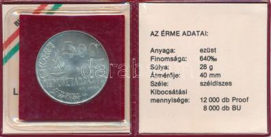 1984. 500Ft Ag "Nyári Olimpiai Játékok - Los Angeles" eredeti műbőr tokban, tanúsítvánnyal...