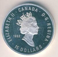 Kanada 1992. 15$ Ag "Olimpia-magasugrás, gyűrű, gyorskorcsolya" T:exPP