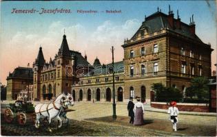 1916 Temesvár, Timisoara; Józsefváros, Pályaudvar, vasútállomás / Bahnhof / railway station (r)