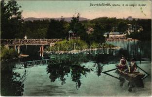 1913 Szováta, Sovata; Medve-tó és sziget részlet. Kaufmann Hermann kiadása / spa, bridge, lake (fa)