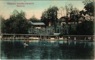 1907 Szováta, Sovata; Medve-tó, fürdőzők. Hönig Bernát kiadása / lake, bathers (EK)