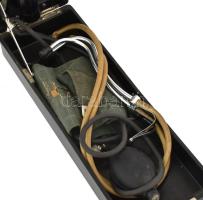 Antik higanyos vérnyomásmérő, dobozában, jó állapotban, 34x12x5,5 cm