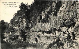 1914 Ponyászka, Poneasca (Bozovics, Bozovici); kocsiút Ponyászka felé. Weisz Félix kiadása / Fahrstraße nach Ponyászka / road to Poneasca (EK)