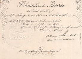 1918 Haditengerészeti kinvevezés Krasznay Béla tartalékos zászlósnak. Ottokar Schubert (1865-1975) e...